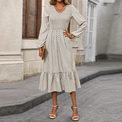 Variant image for Kvinnors Midi Kjol A-linjeformad Prickigt Mönster Vävda Tyger-1