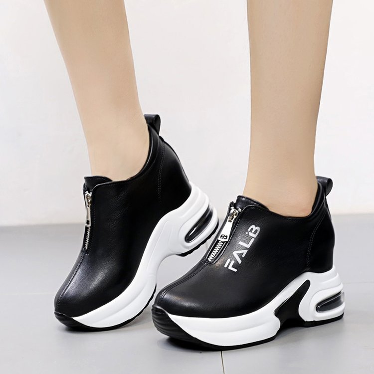 Kvinnliga Kilsneakers med Blixtlås Syntetiskt Läder Dämpning-5