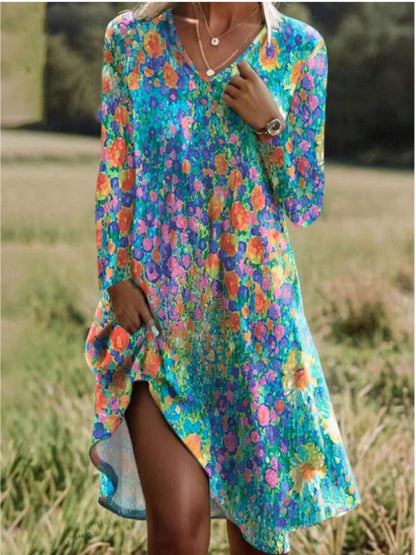 Variant image for Dam Klänning V-ringad A-linjeformad Bomull Polyester-1