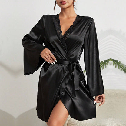 Kvinnors Mini Kjol V-hals Bell Ärmar Polyester 4