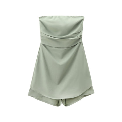 Dam Jumpsuit Rörformad Kork Ärmlös Kort Design-1