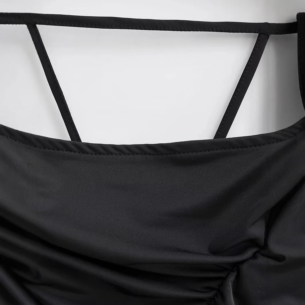 Kvinnors Omslagsklänning Justerbara Bärare Flödande Material-3