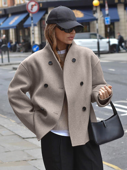 Kvinnokappa Klassisk med Knappstängning Högkvalitativa Tyger-3