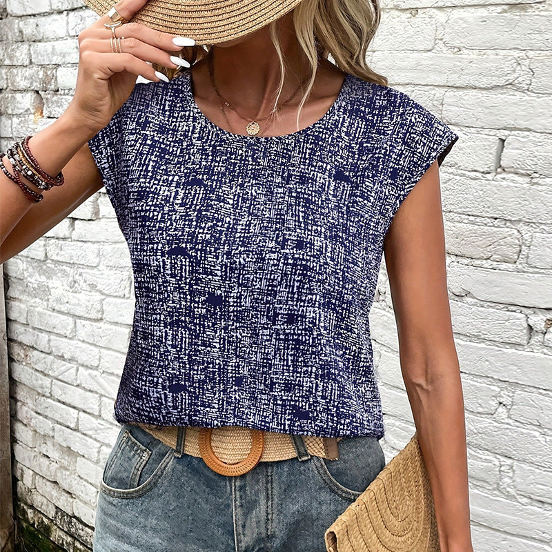 Stickad Dam Tröja Löst Passform Våffelmönster Cirkulär Halsringning-2