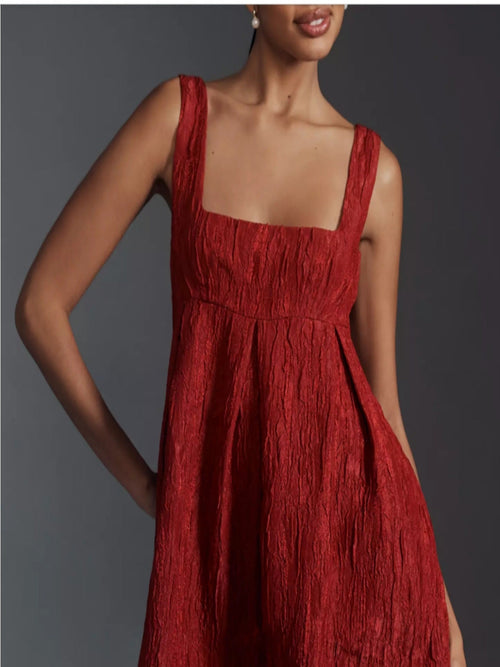 Kvinna A-Line Klänning Fyrkantig Urringning Spandex-1