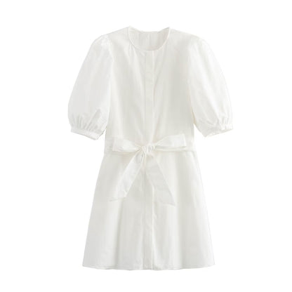 Dam Kort A-Line Klänning Randig 100% Bomull-6