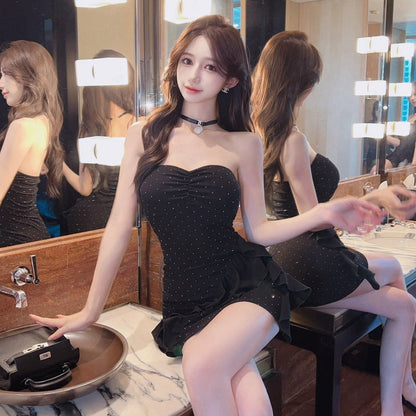 Dam Bodycon Miniklänning Off-Shoulder Prickig Polyester-4