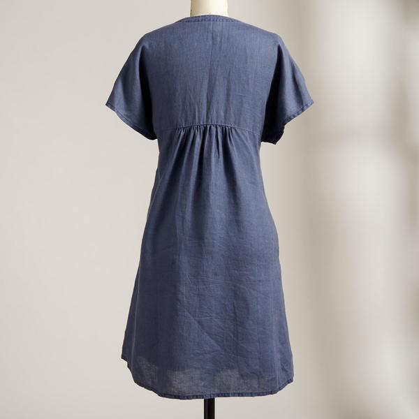 Midiklänning Dam V-Neck Löst Passform A-Linje Polyester – Mörkgrå Midiklänning för Våren och Sommaren 4