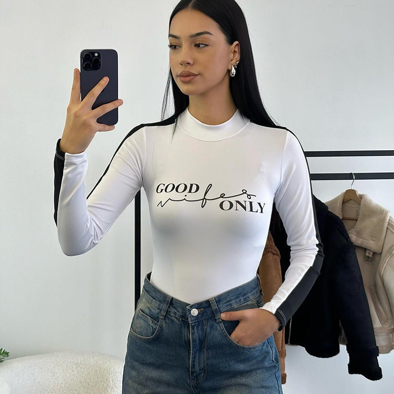 Dam Bodysuit Långärmad Modern Design Stretchigt Tyg 2