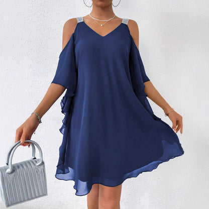 Kvinnors Paljettklänning A-linje Chiffong-3