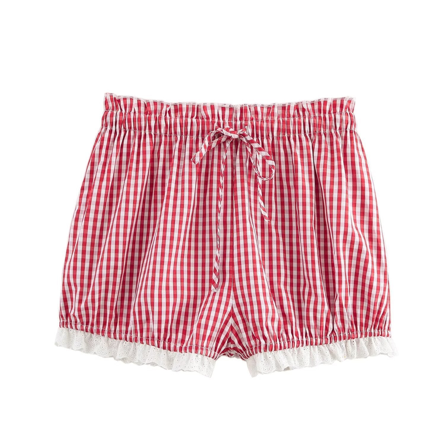 Dam Shorts Rutig Polyester Avslappnad Passform-1