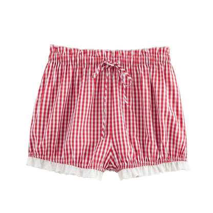 Dam Shorts Rutig Polyester Avslappnad Passform-1