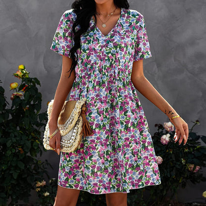 Variant image for Kvinna Fritidsklänning Blommig Bomull Avslappnad-7