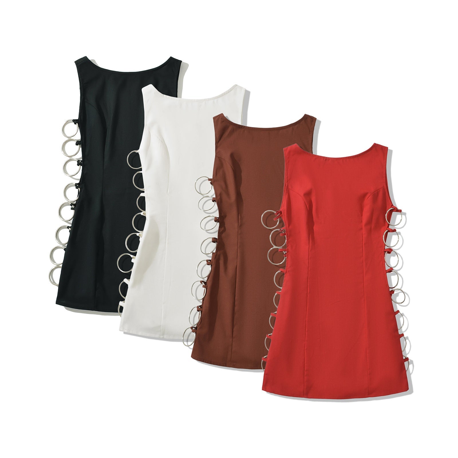 Kvinnors Klänning Figur-huggande Med Unika Ringdetaljer Högkvalitativt Tyg-2