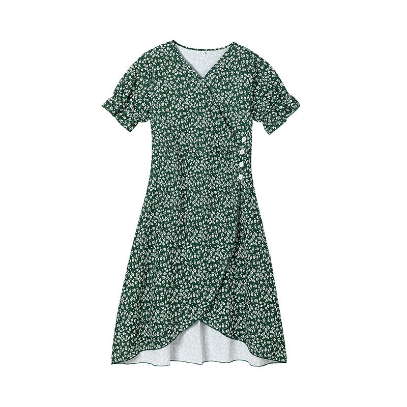 Kvinnors Midi Klänning Asymmetrisk V-Hals Polyester-1