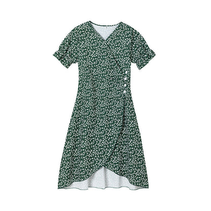 Kvinnors Midi Klänning Asymmetrisk V-Hals Polyester-1