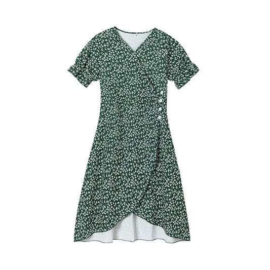 Kvinnors Midi Klänning Asymmetrisk V-Hals Polyester-1