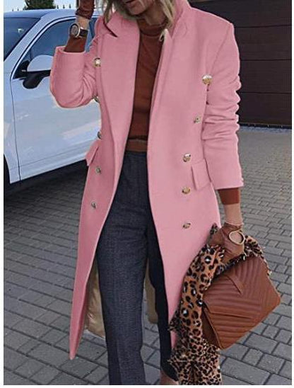 Dam Dubbelknappad Ullrock Medellång Polyester-6