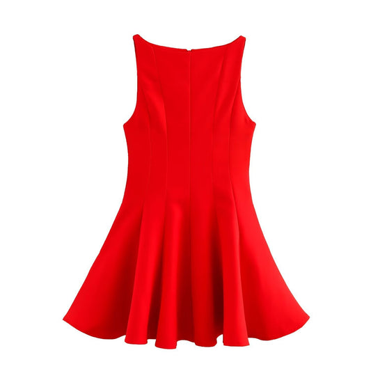 Dam Klänning A-Linjeformad Polyester Rund Hals för Sommarens Festligheter-1