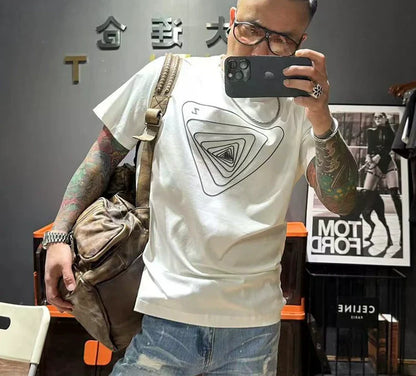 Variant image for Herr T Shirt Casual Fit Geometrisk Is Silke och Bomull-1