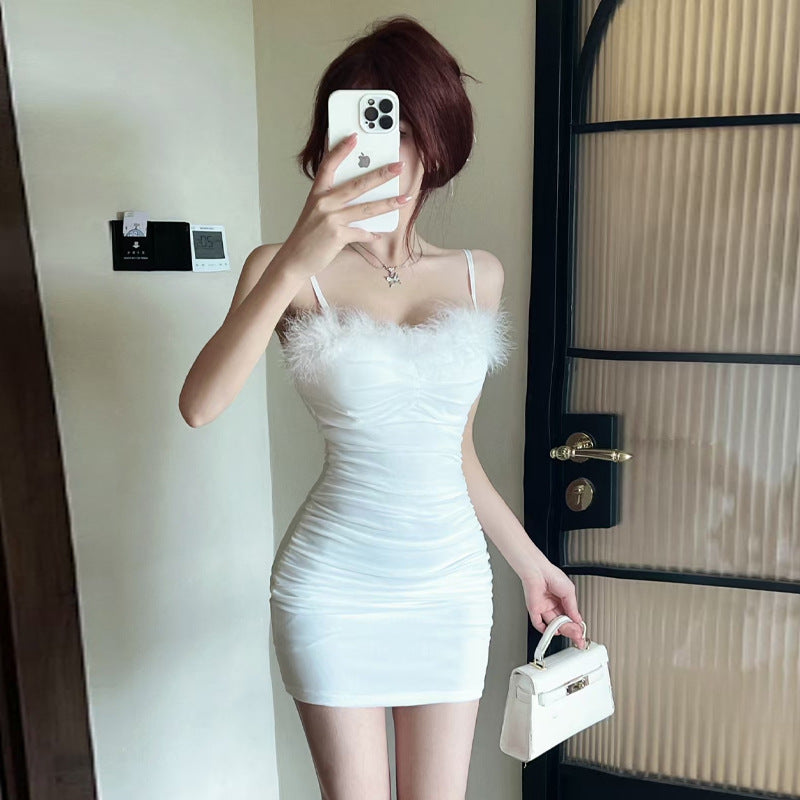 Damklänning Off-Shoulder Mesh Kort Kjol-3