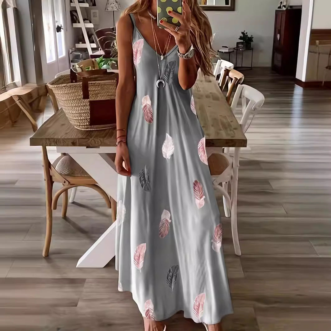 Fina Dam Klänningar A-Linjeformad V-Neck Spaghetti Band Stretch Material-5