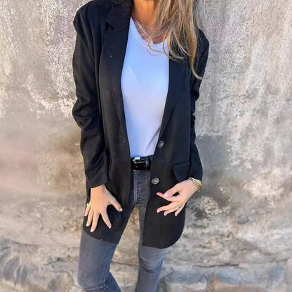 Herren Ytterplagg Suede Krage Knappdetaljer Polyester Regular Fit-3