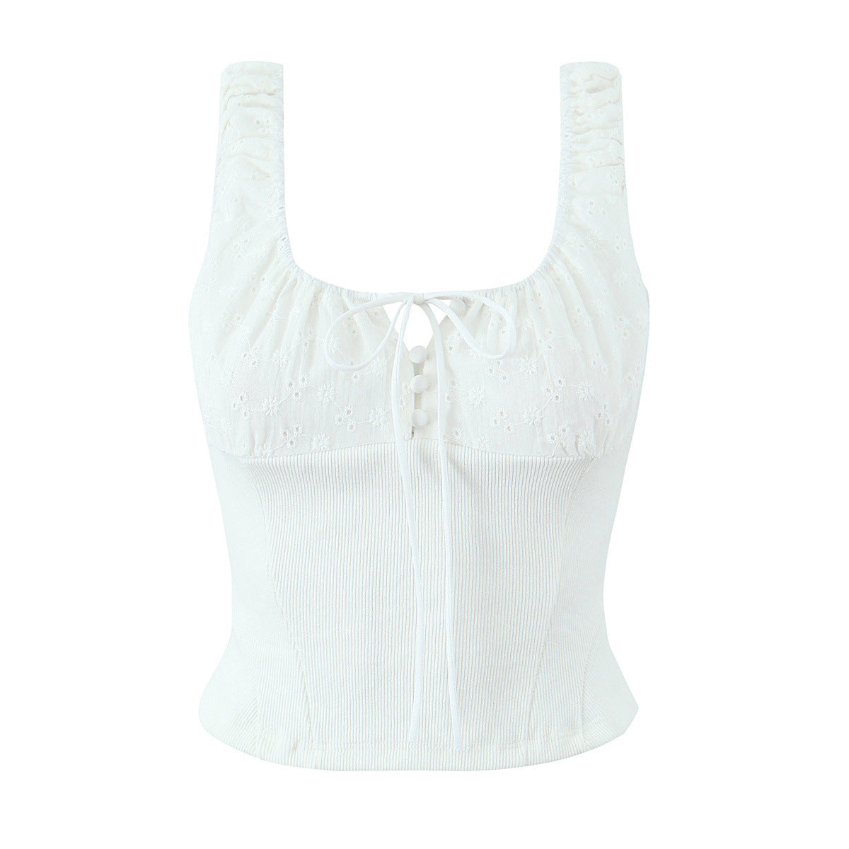 Dam Tank Top Spaghetti-bärar 100% Bomull Enkel Design-1