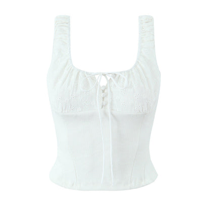 Dam Tank Top Spaghetti-bärar 100% Bomull Enkel Design-1