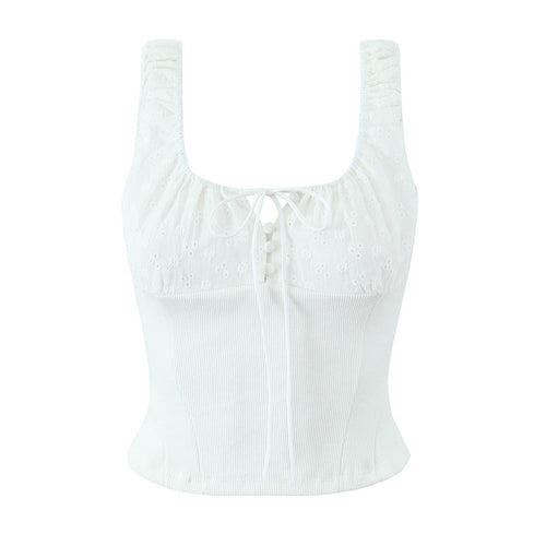 Dam Tank Top Spaghetti-bärar 100% Bomull Enkel Design-1