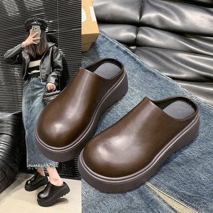 Dam Träskor Hög Platå Syntetiskt Läder-3