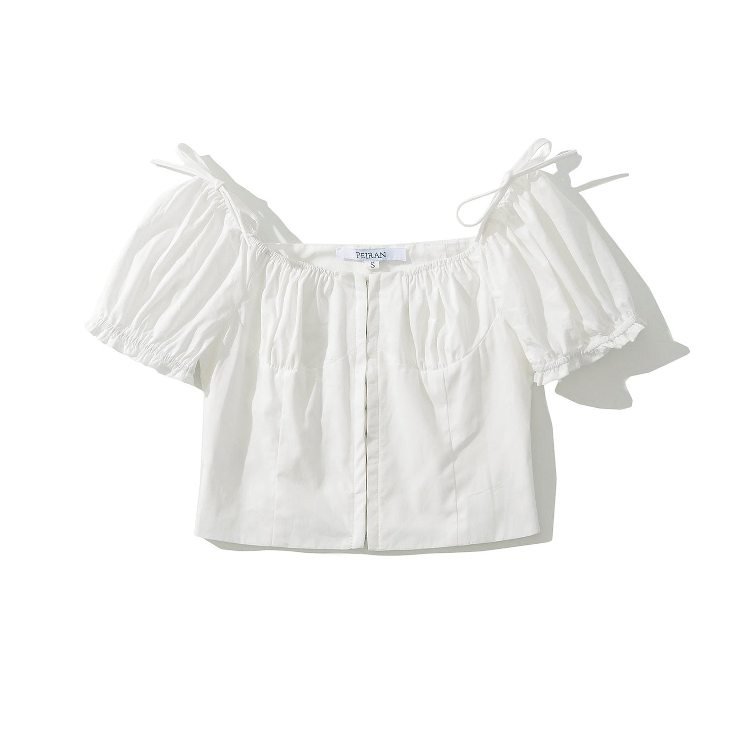 Festtopp Dam med Puffärmar och Wrap-design i Bomull – Elegant och Bekväm för Vardag och Fest 4