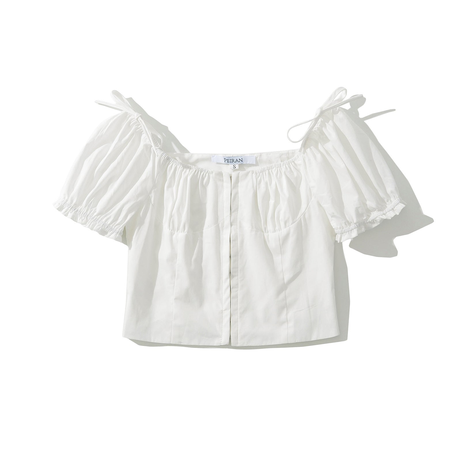 Festtopp Dam med Puffärmar och Wrap-design i Bomull – Elegant och Bekväm för Vardag och Fest 4