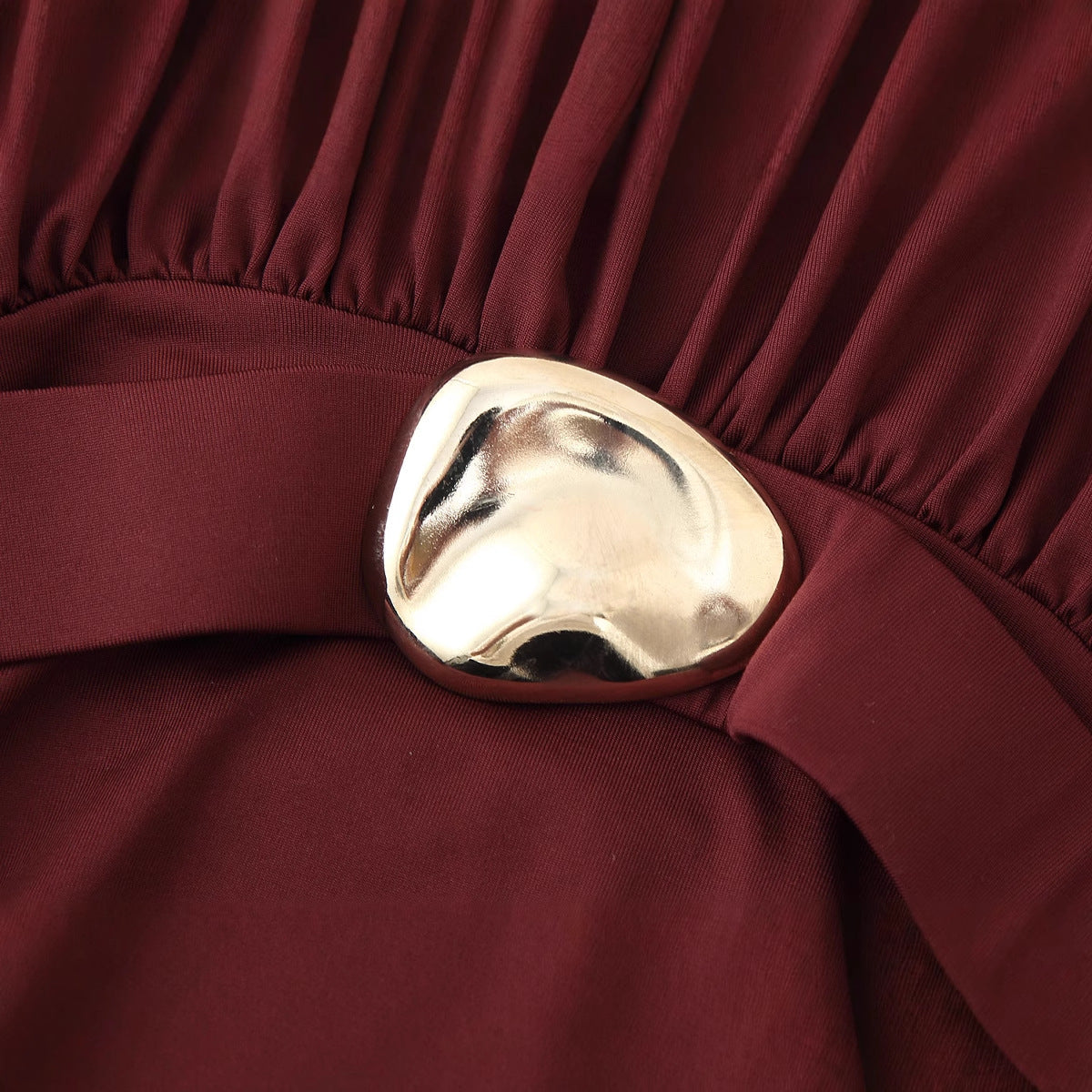 Kvinnors Wrap-Klänning Långärmad Flödande Tyg 3