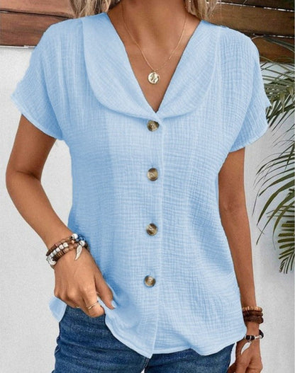 Dam Sommarblus Lätt Tyg Chic Design-4