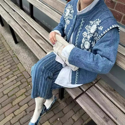 Kvinnor Broderad Jacka Med Kontinuerlig Blixtlås Mjukt Tyg-2