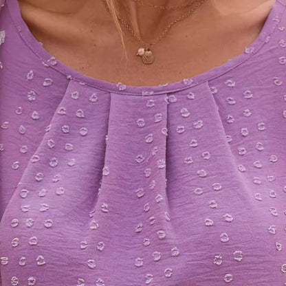 Dam Kortärmad Skjorta Rynkad Jacquard-5