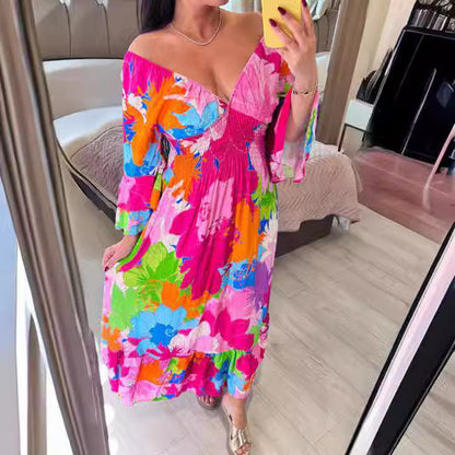 Fina Dam Klänningar Lång Strandklänning Lätt Polyester-4