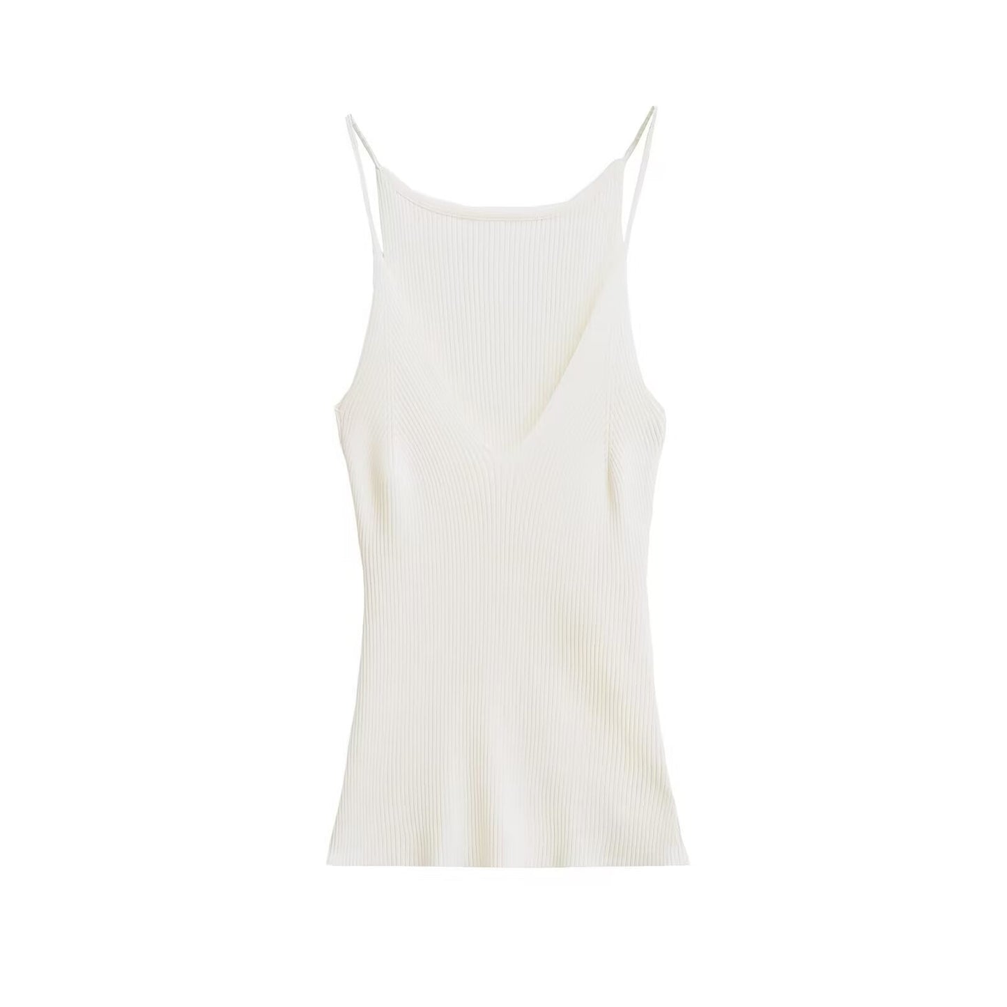 Kvinnors Topp V-ringning Ribbad Design Tyll 95% Bomull 5% Elastan 5