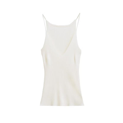 Kvinnors Topp V-ringning Ribbad Design Tyll 95% Bomull 5% Elastan 5