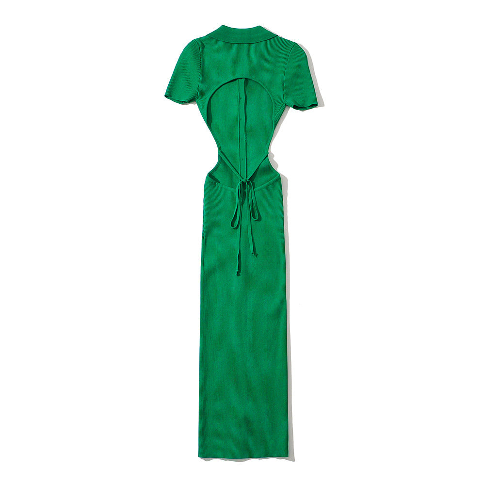 Damklänning A-Line Midi Polyester med Reverskrage-5