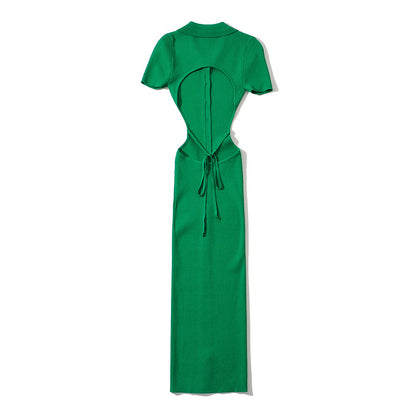 Damklänning A-Line Midi Polyester med Reverskrage-5