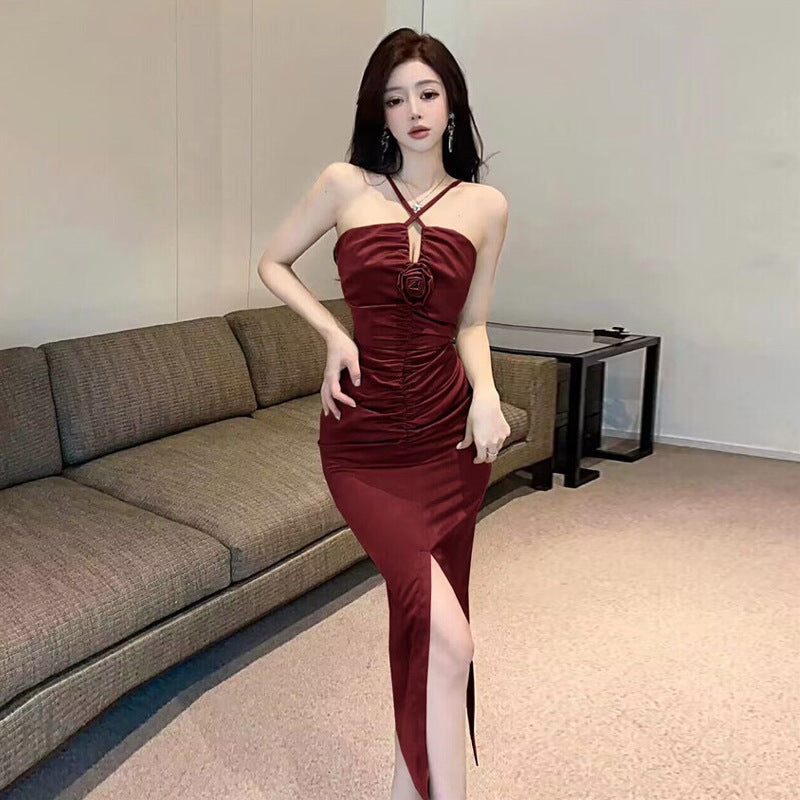 Variant image for Kvinnors Bodycon Klänning V-ringning Slits Stretch Polyester-4