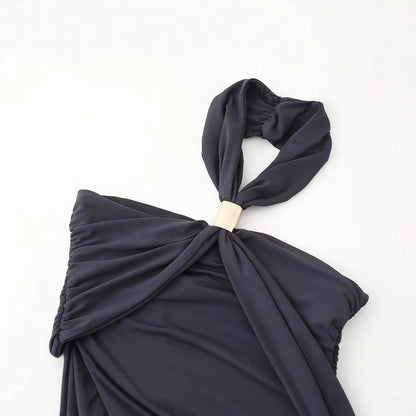 Maxiklänning Dam Wrap Design Mjuk Elastisk Tyg-3