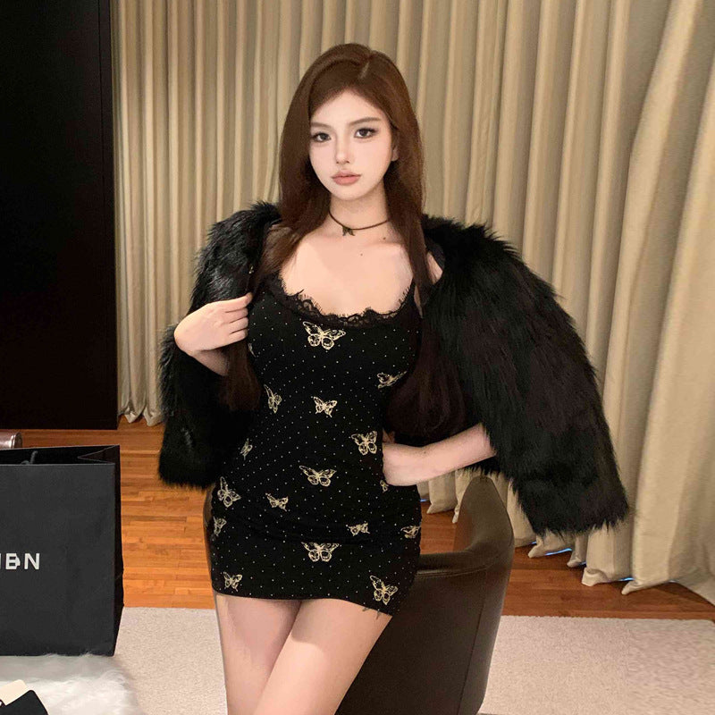 Fina Dam Klänningar Bodycon V-Hals Öppen Rygg Polyester-3