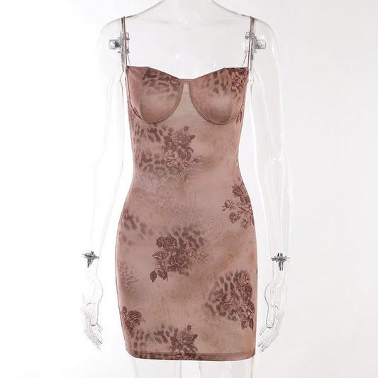 Kvinnors Glittrig Miniklänning med Transparent Topp Polyester Elastan-1