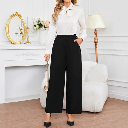 Kvinnors Culottes med Elastisk Midja och Dekorativ Sidosöm – Lätt Andningsbart Tyg, Bred Silhuett för Komfort 3