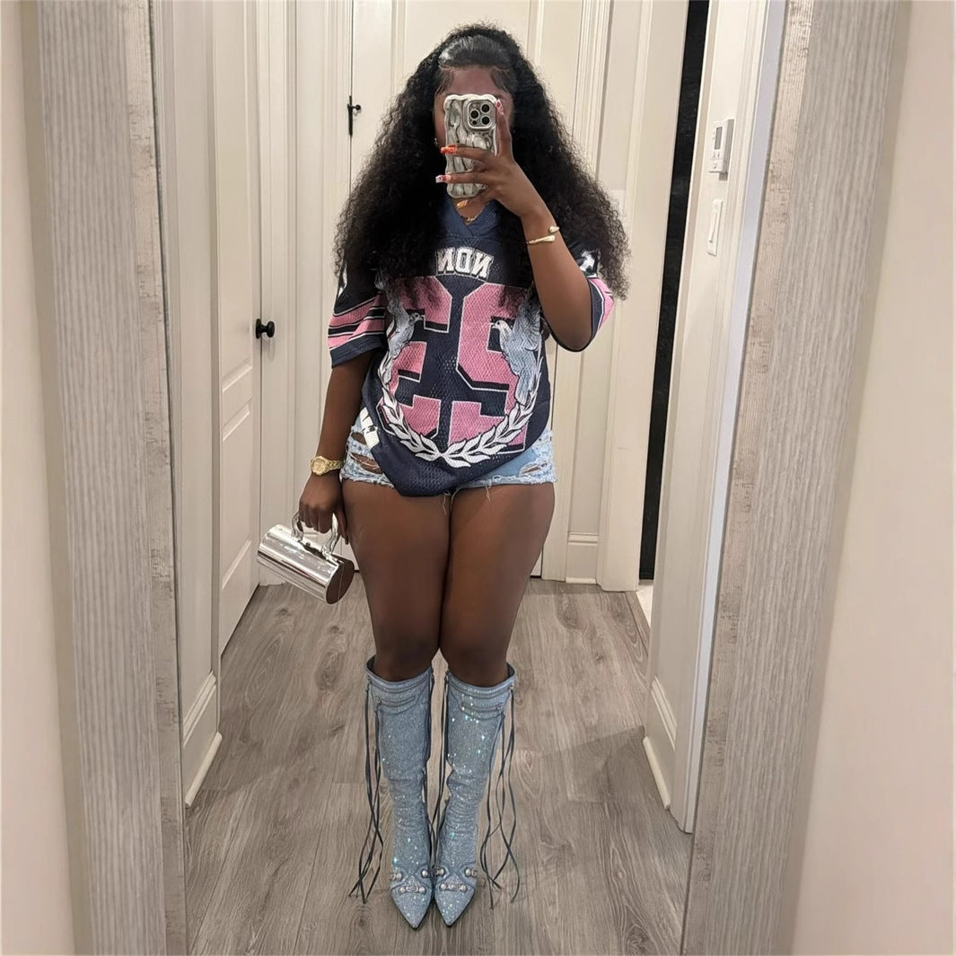 Herr T-shirt Kort Ärmar V-ringning Kvalitets Polyester Spandex-3