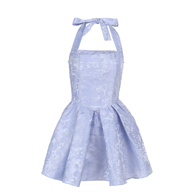 Kvinnors Klänning med Voluminös Kjol och Blommigt Broderi – Lätt Tyg för Formella Tillfällen 6