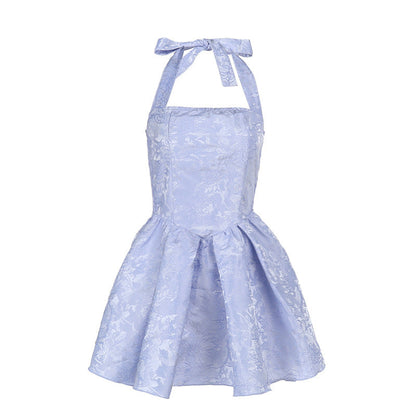 Kvinnors Klänning med Voluminös Kjol och Blommigt Broderi – Lätt Tyg för Formella Tillfällen 6